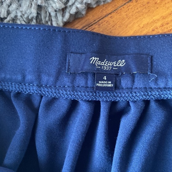 Madewell Navy Blue Ponte Swivel Mini Pleaded Side Zipper Snap Size 4 - Picture 10 of 16